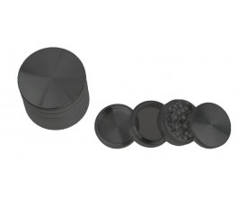 Čtyřdílná drtička 56mm hliníková se sítkem, černá