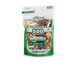 PURIZE® uhlíkové filtry - XTRA Slim Size, doypack sáček 500 ks, mix barev