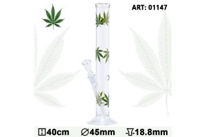 Skleněný bong Multi Green Leaf, 40cm, 14,5mm