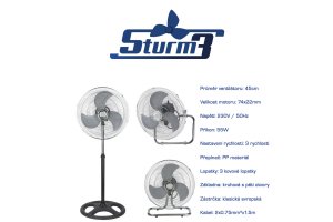 Cirkulační ventilátor STURM 3v1, průměr 45cm