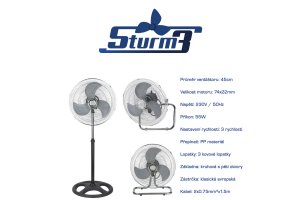 Cirkulační ventilátor STURM3v1, průměr 45cm