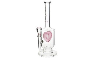 Skleněný bong Pure Glass Surfrider 11" Heart Splashguard - Pink