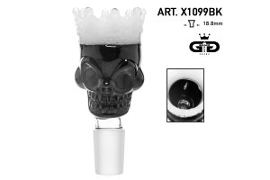 Skleněný kotlík Skull King Bowl, černý, průměr 18,8mm
