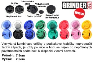 GrinderVac, Vacuum Grinder, podtlaková přenoska s drtičkou, různé barvy