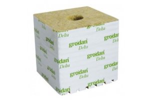 GRODAN 150x150x142mm, pěstební rockwool kostka s dírou 40x40 mm, box 48ks